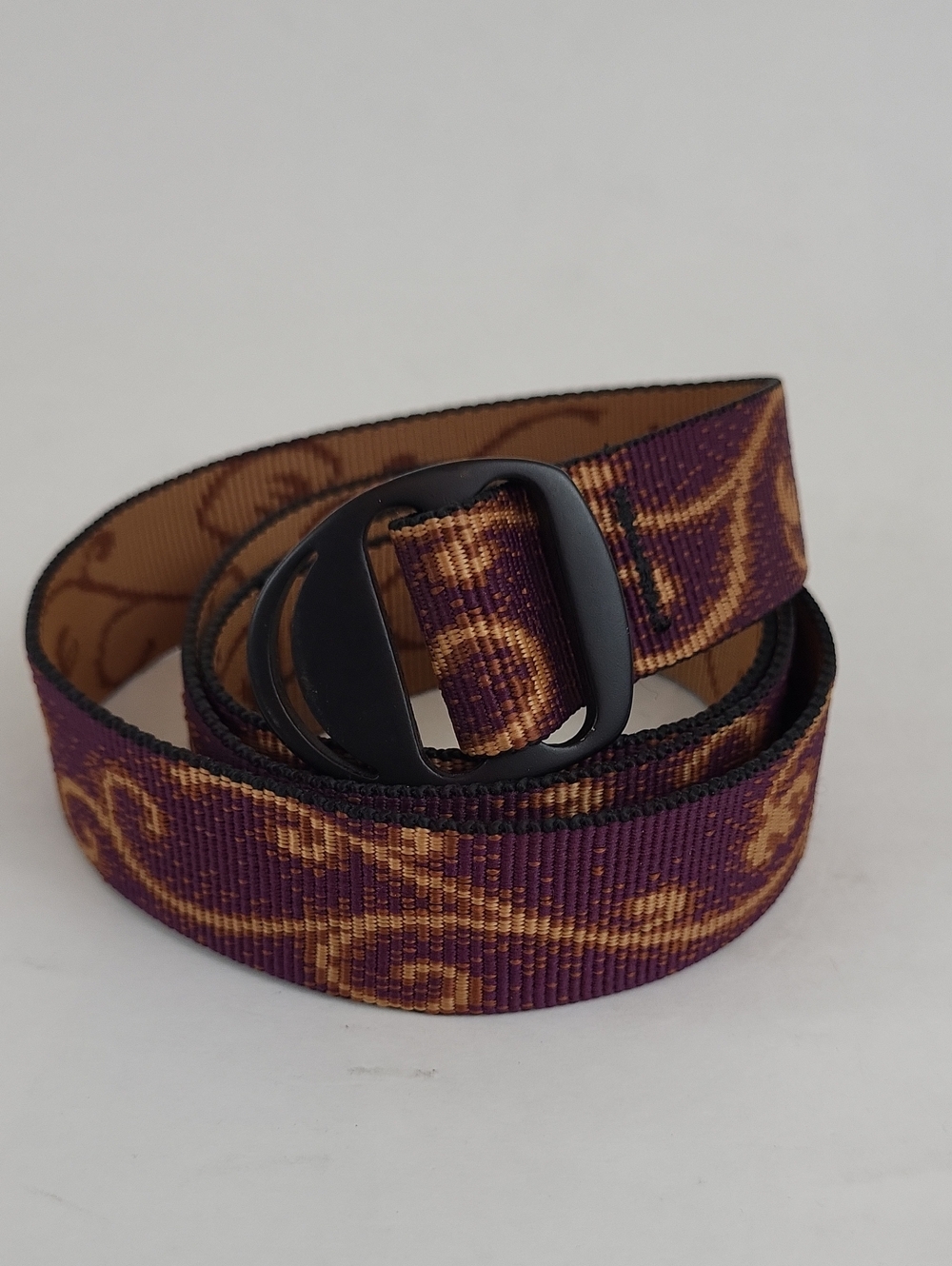 Bison Designs Purple & Yellow Nylon Belt with Black Oval Slider Buckle